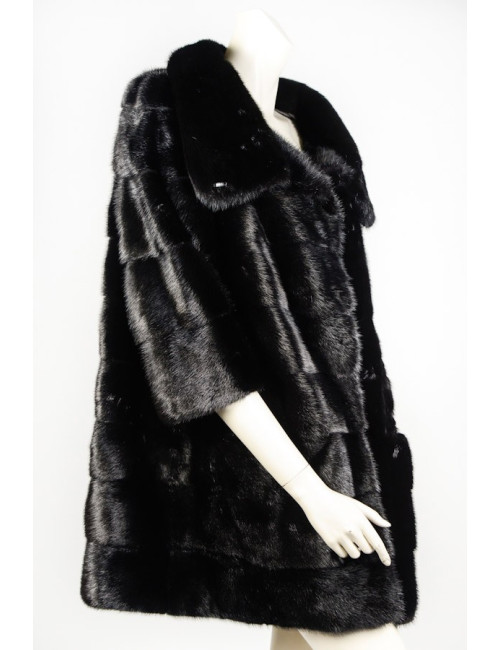 Manteau 3/4  SIMONETTA RAVIZZA en vison noir 