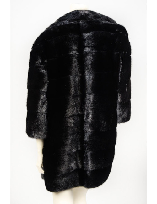 Manteau 3/4  SIMONETTA RAVIZZA en vison noir 