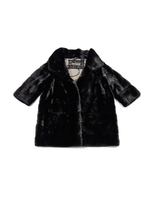 Manteau 3/4  SIMONETTA RAVIZZA en vison noir 