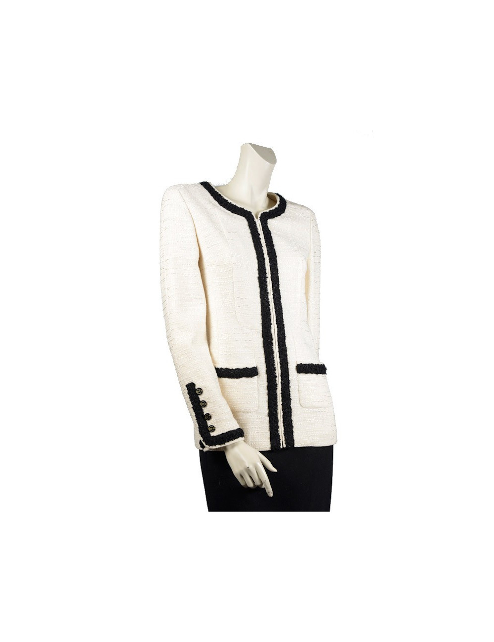 Veste CHANEL T40 beige et noir
