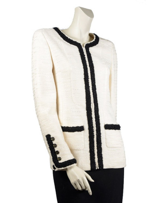 Veste CHANEL T40 beige et noir