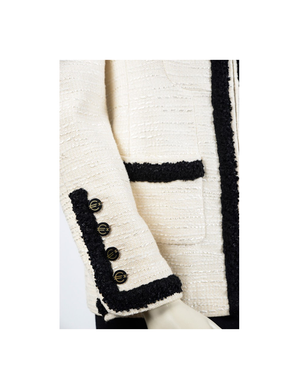 Veste CHANEL T40 beige et noir