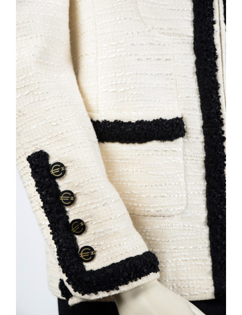 Veste CHANEL T40 beige et noir