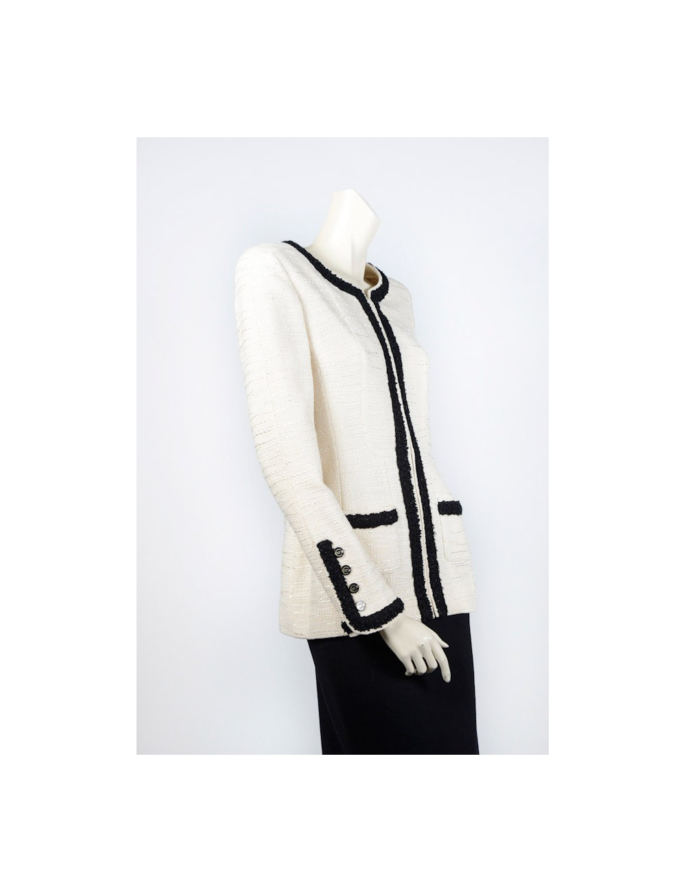 Veste CHANEL T40 beige et noir
