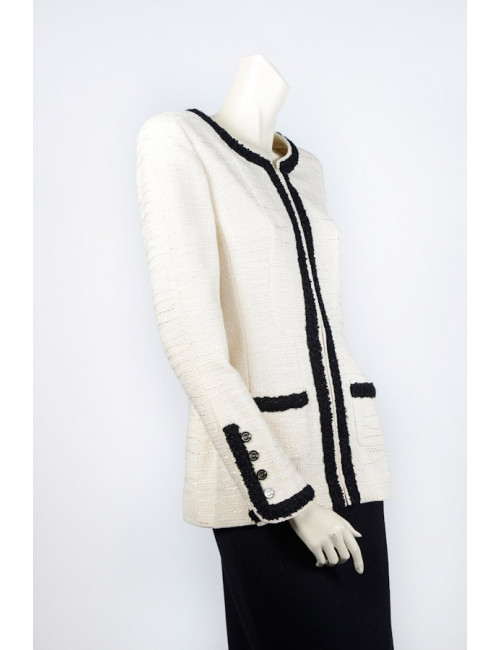 Veste CHANEL T40 beige et noir