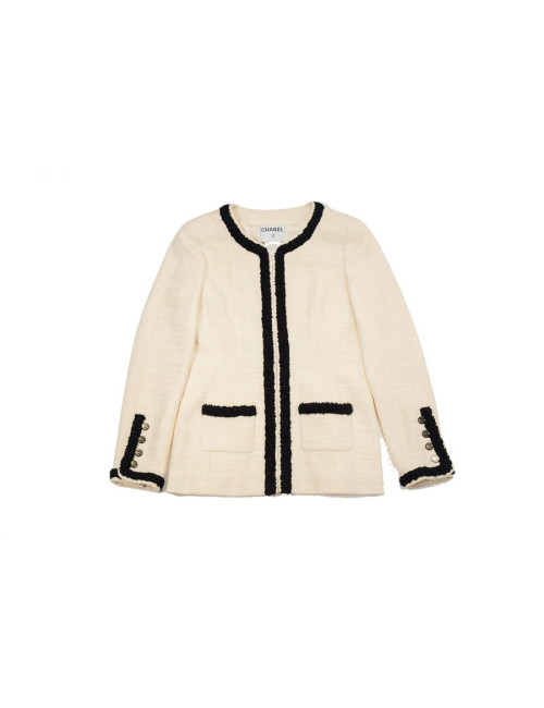 Veste CHANEL T40 beige et noir