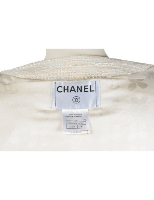 Veste CHANEL T40 beige et noir