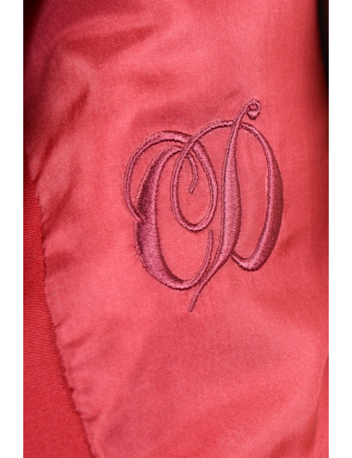 Tailleur CHRISTIAN DIOR rouge avec col en vison