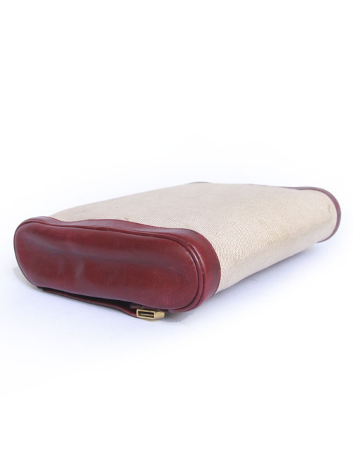 Trousse de toilette HERMES toile et cuir 