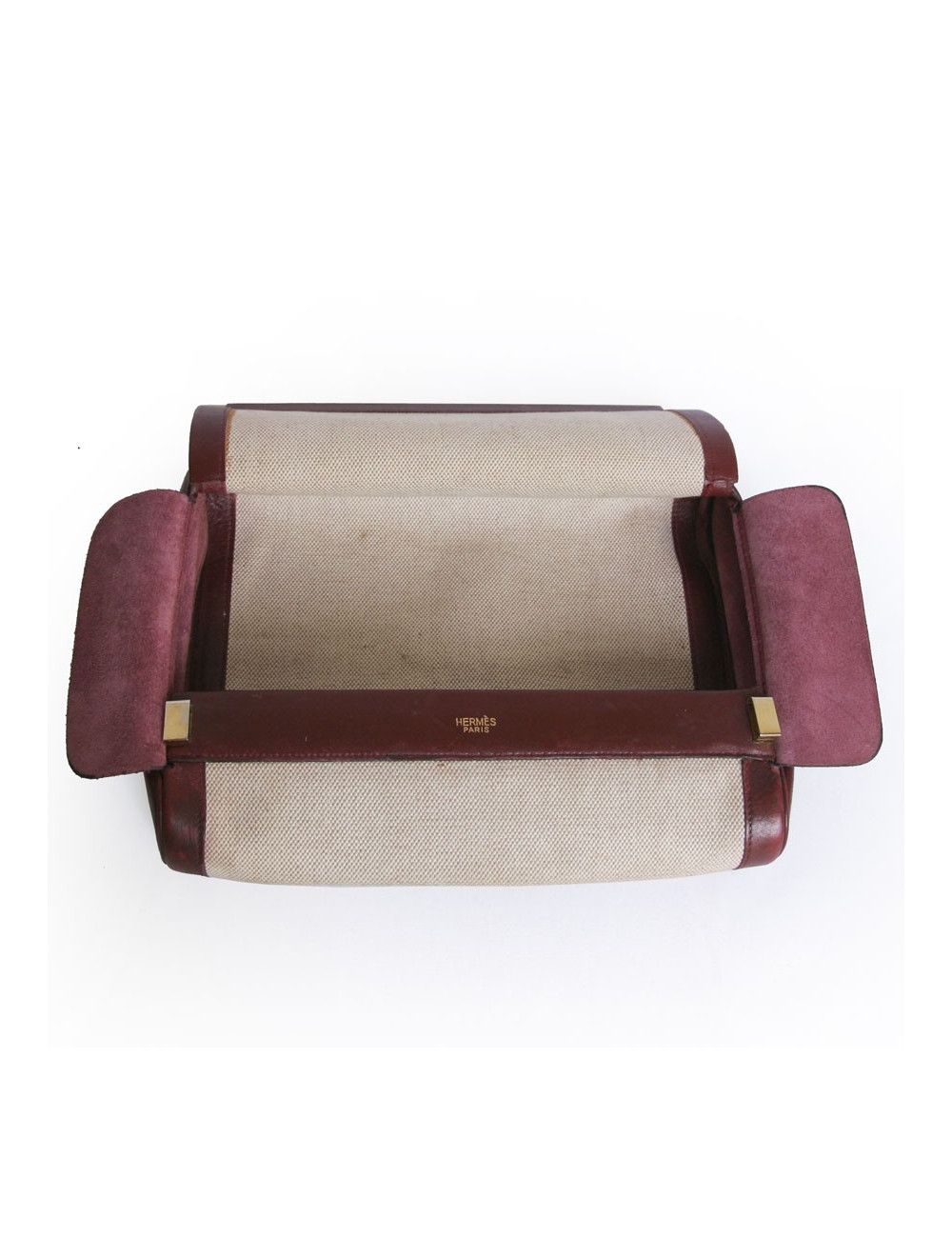 Trousse de toilette HERMES toile et cuir 