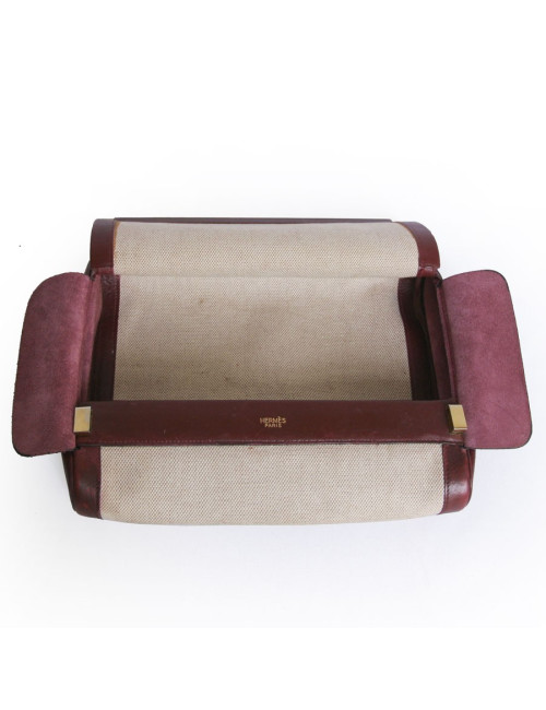 Trousse de toilette HERMES toile et cuir 