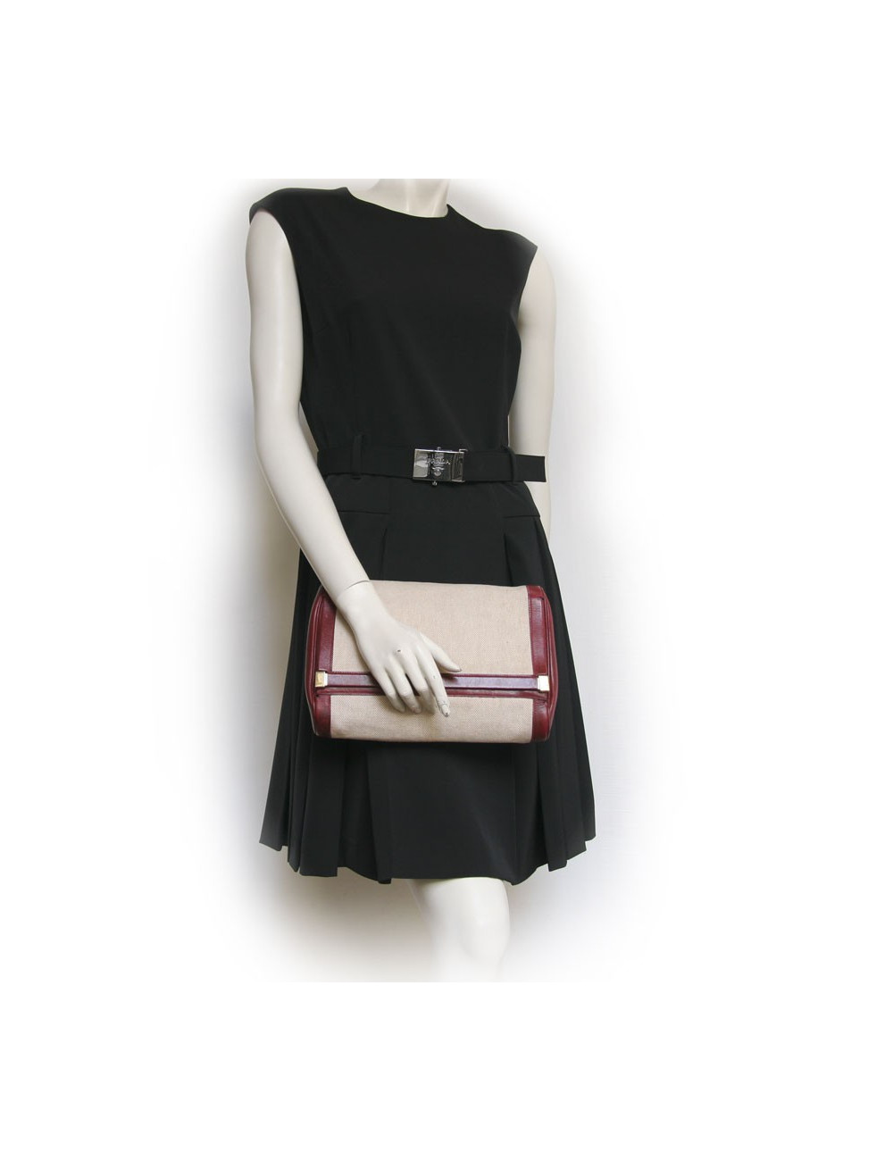 Trousse de toilette HERMES toile et cuir 