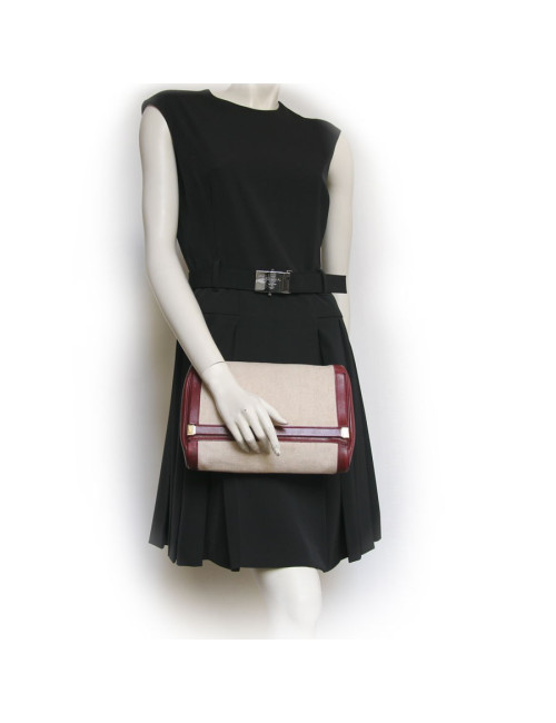 Trousse de toilette HERMES toile et cuir 