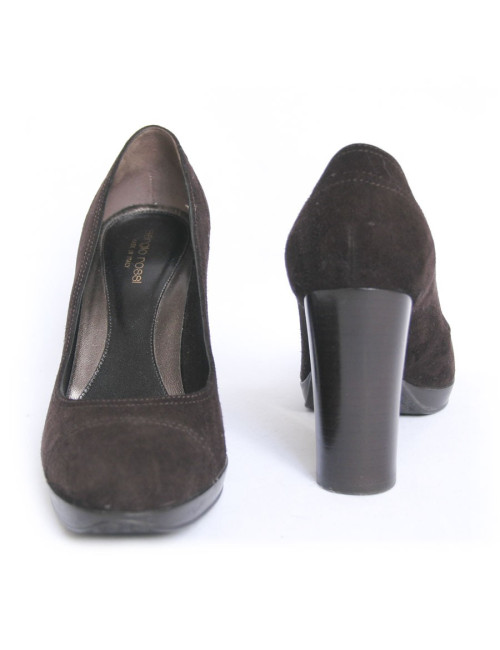eSCARPINS sergio rossi t 39 veau velours marron