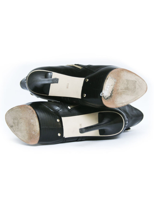 Bottines à talons en cuir noir MICHAEL KORS 