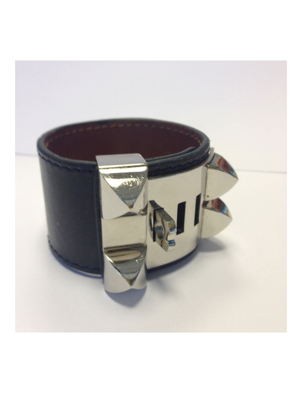 Bracelet HERMES collier de chien cuir box marron 