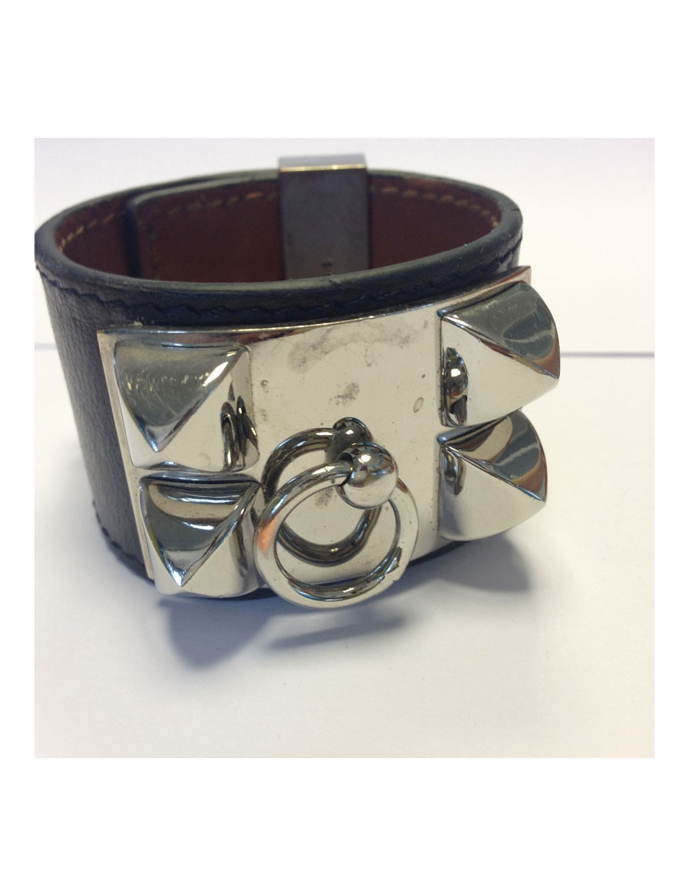 Bracelet HERMES collier de chien cuir box marron 