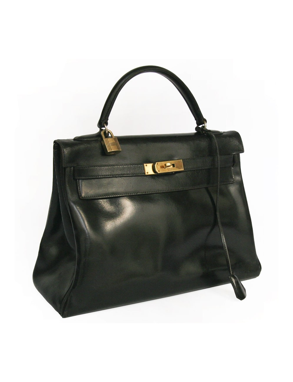 Sac Kelly 32 HERMES box noir vintage