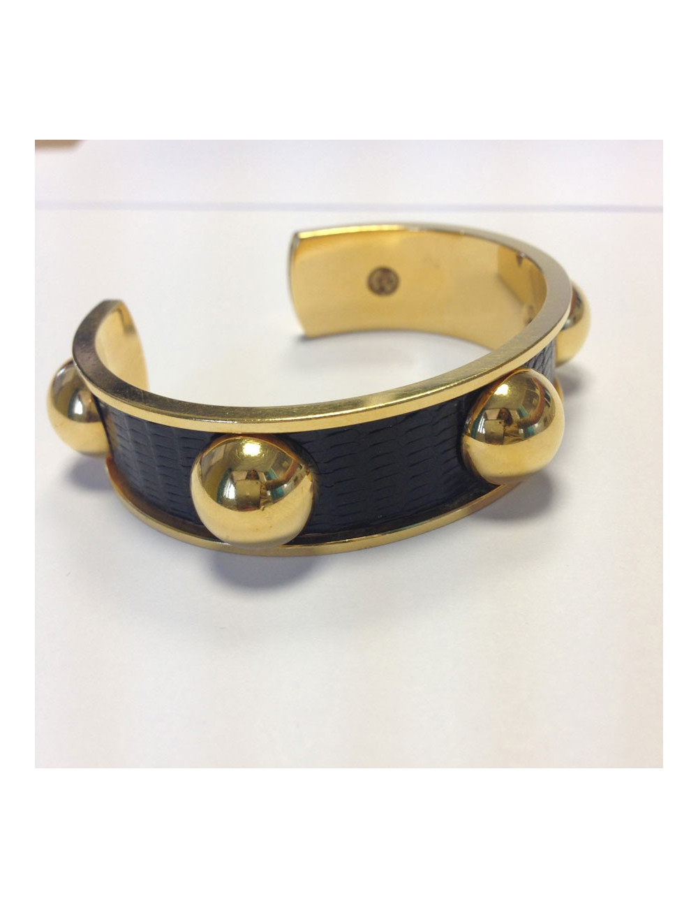 Bracelet HERMES métal doré et lézard marron