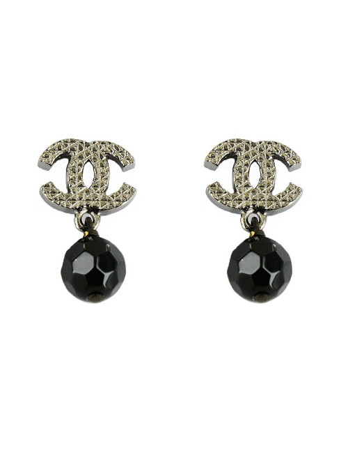 Ruthenium CHANEL ear studs