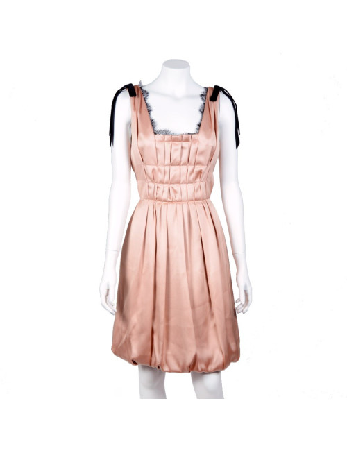 Robe de cocktail t 38 LOUIS VUITTON satin duchesse vieux rose