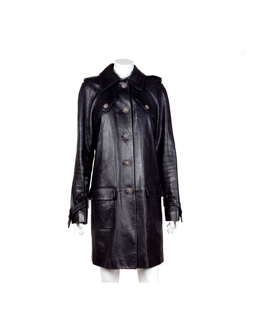 Trench CHANEL en cuir d'agneau T 