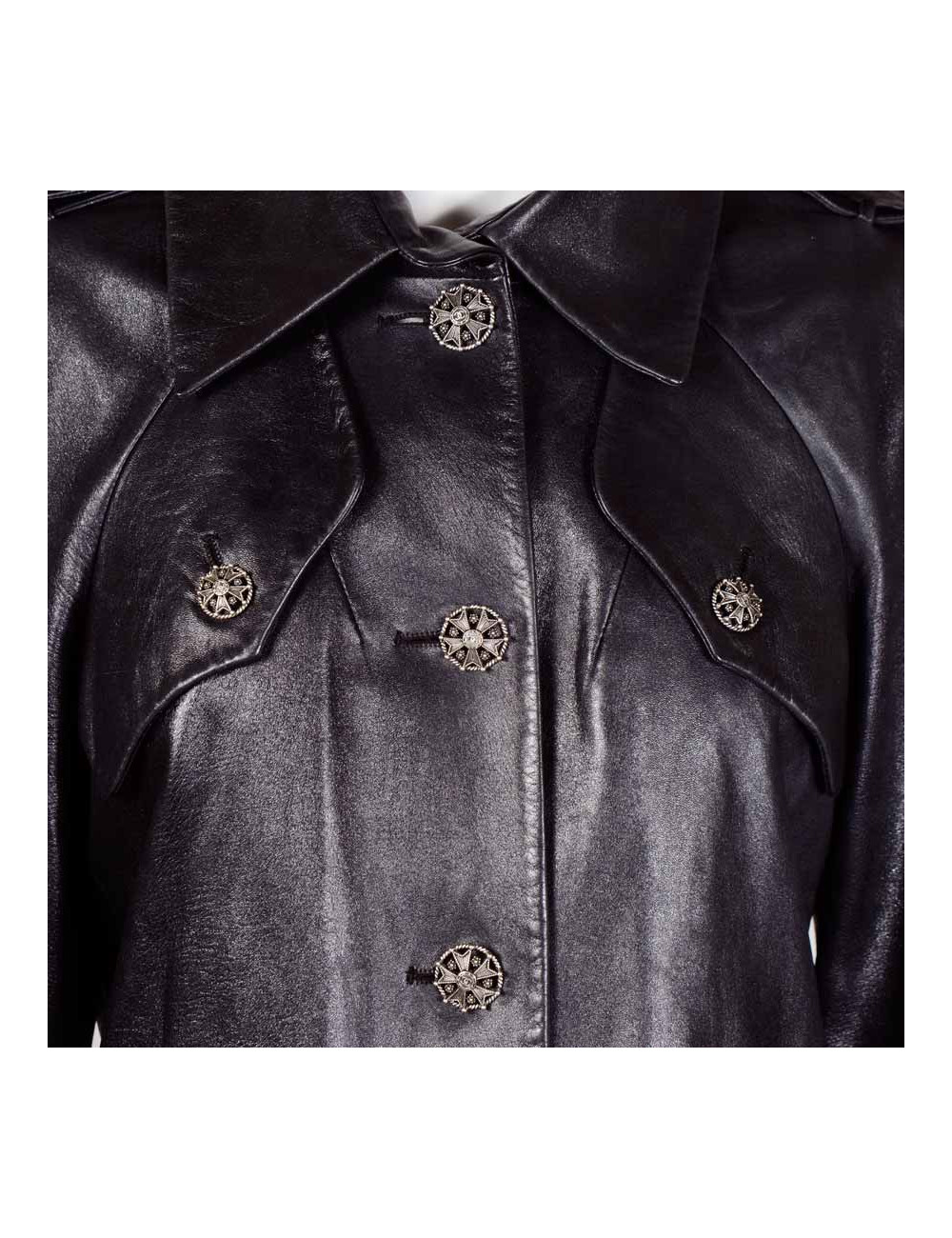 Trench CHANEL en cuir d'agneau T 