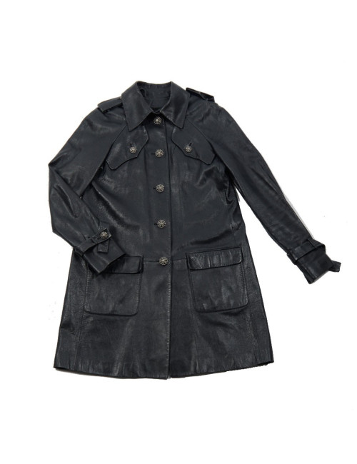 Trench CHANEL en cuir d'agneau T 