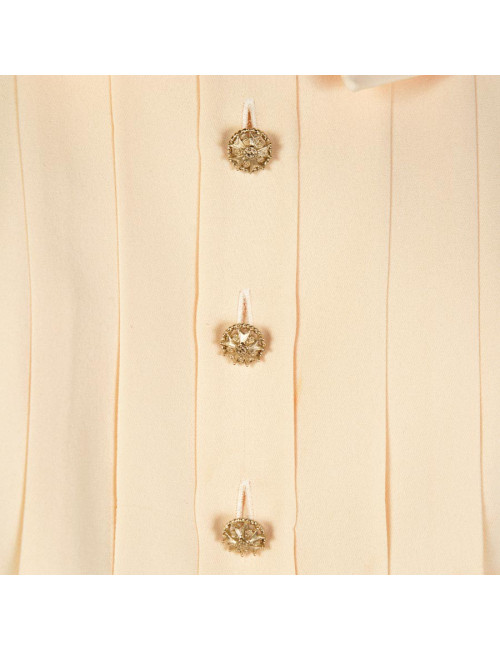 Robe CHANEL satin duchesse noire et soie beige