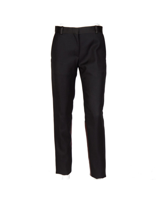 Pantalon CELINE T 36 laine noire et agneau bordeaux