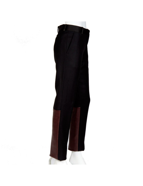 Pantalon CELINE T 36 laine noire et agneau bordeaux