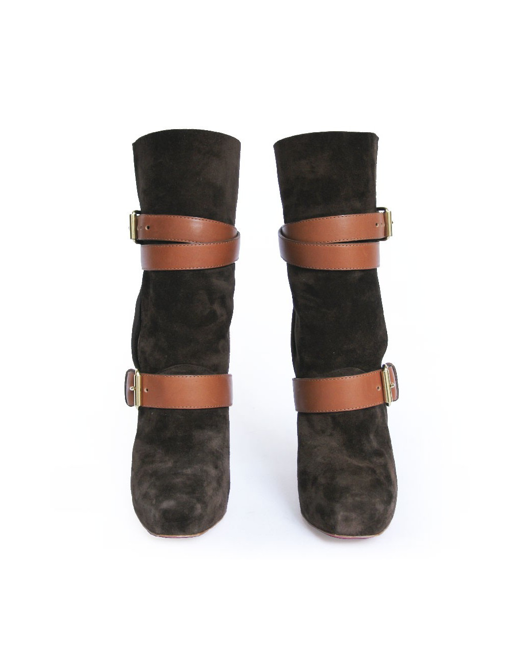 Boots CHRISTIAN LOUBOUTIN veau velours marron T 38