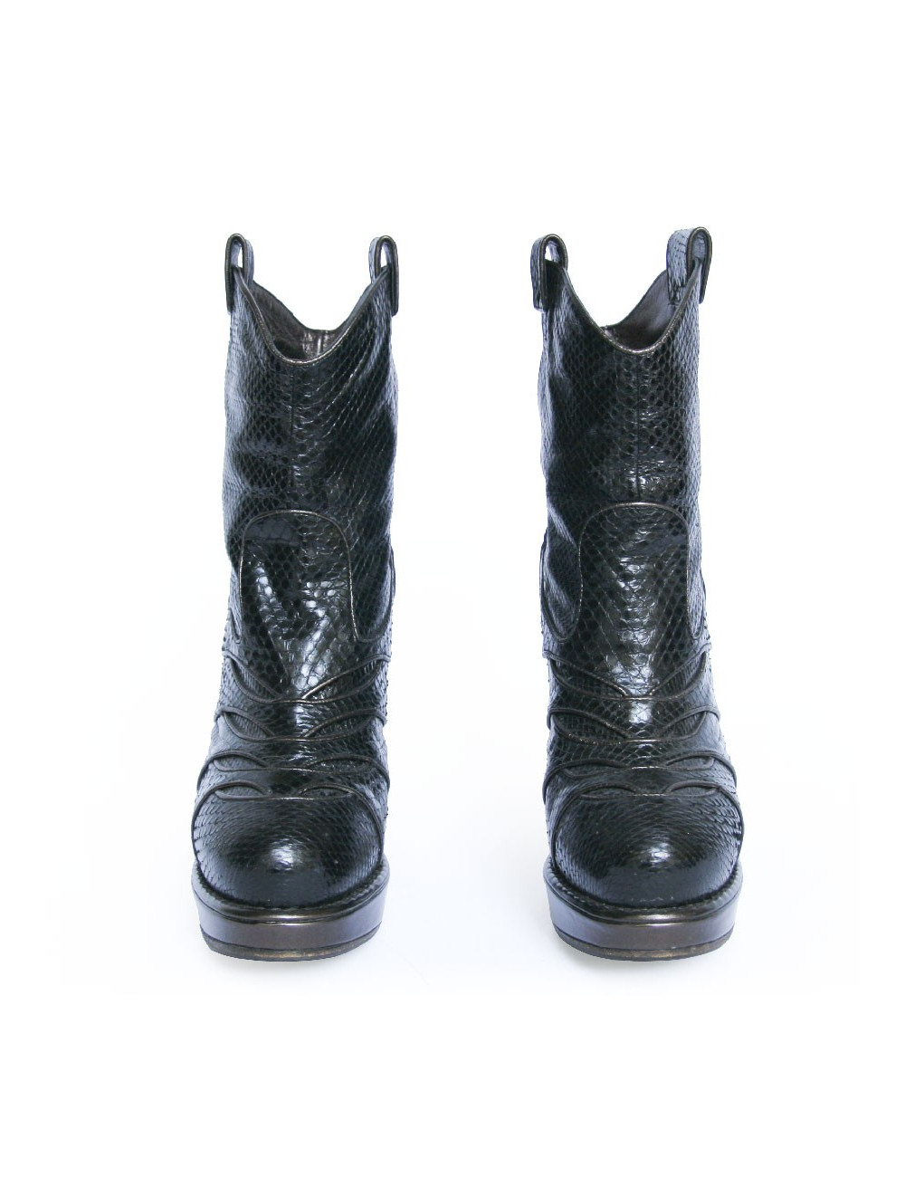 Boots à talons BOTTEGA VENETA serpent noir T37,5