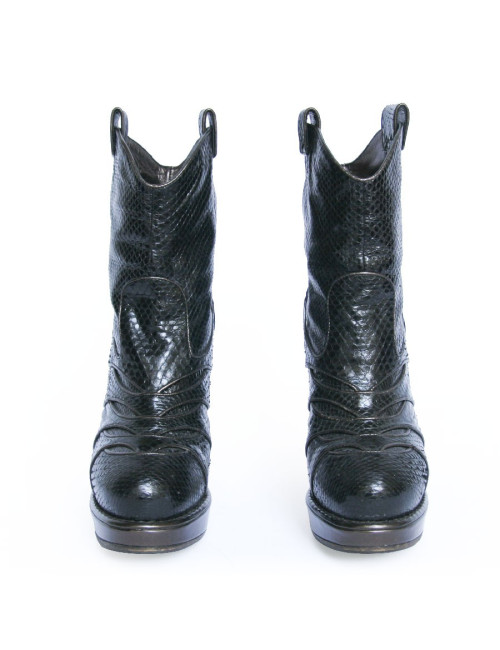 Boots à talons BOTTEGA VENETA serpent noir T37,5