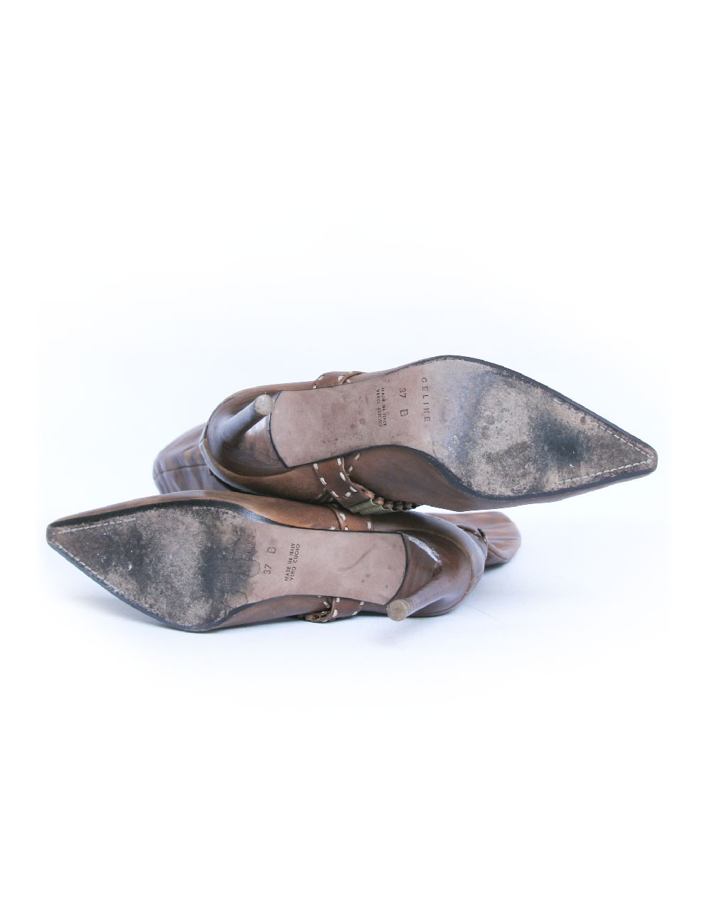 Bottes à talons CELINE cuir marron