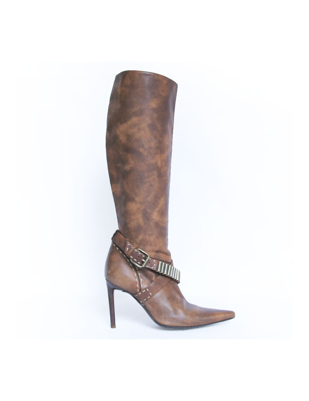 Bottes à talons CELINE cuir marron