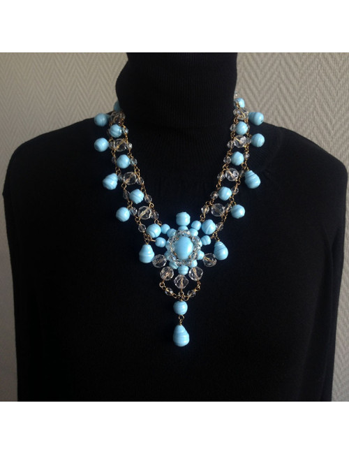 Collier MARGUERITE DE VALOIS bleu ciel
