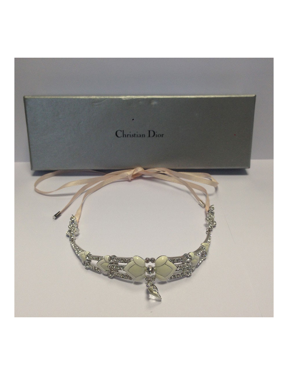 Collier DIOR émaillé et strass