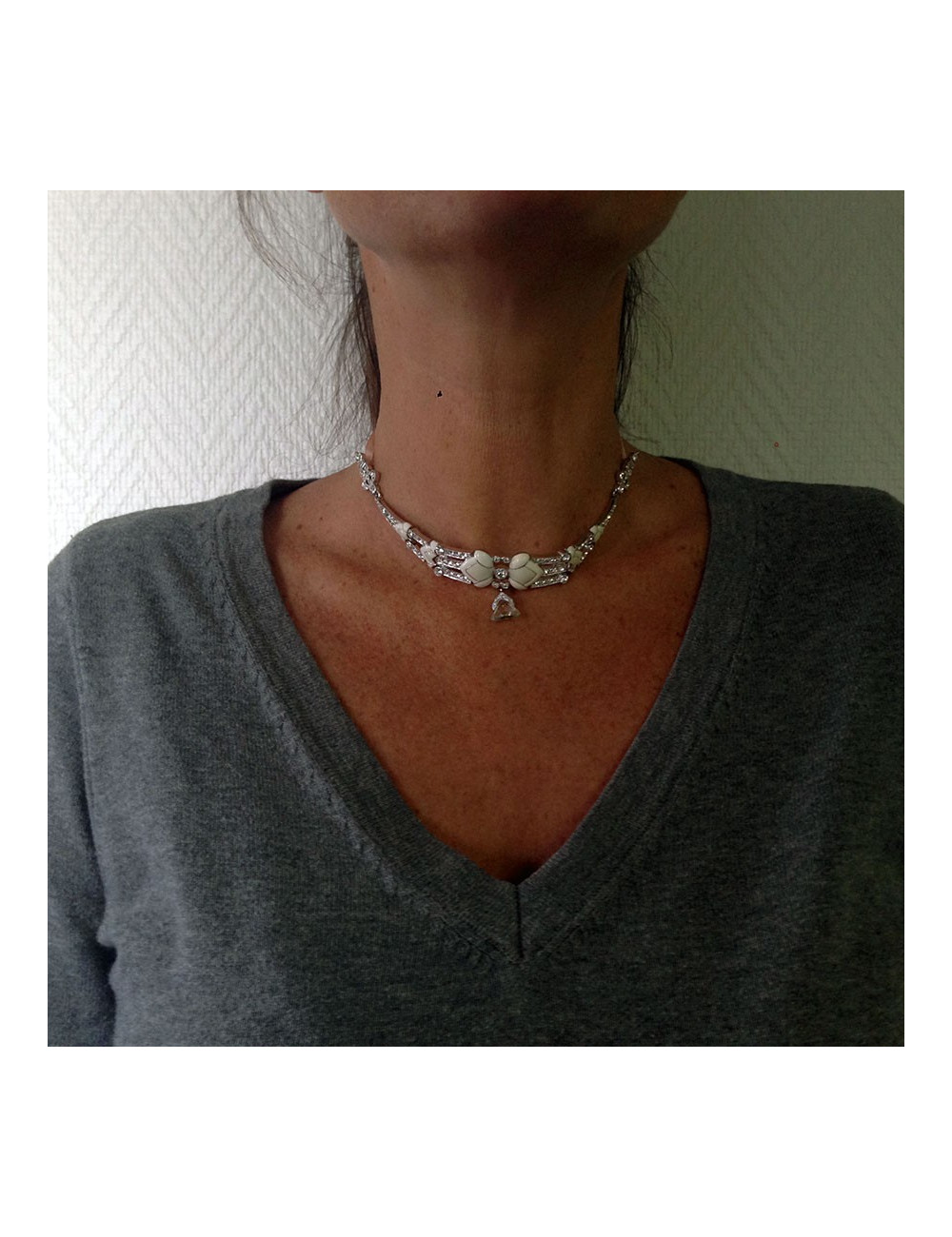 Collier DIOR émaillé et strass