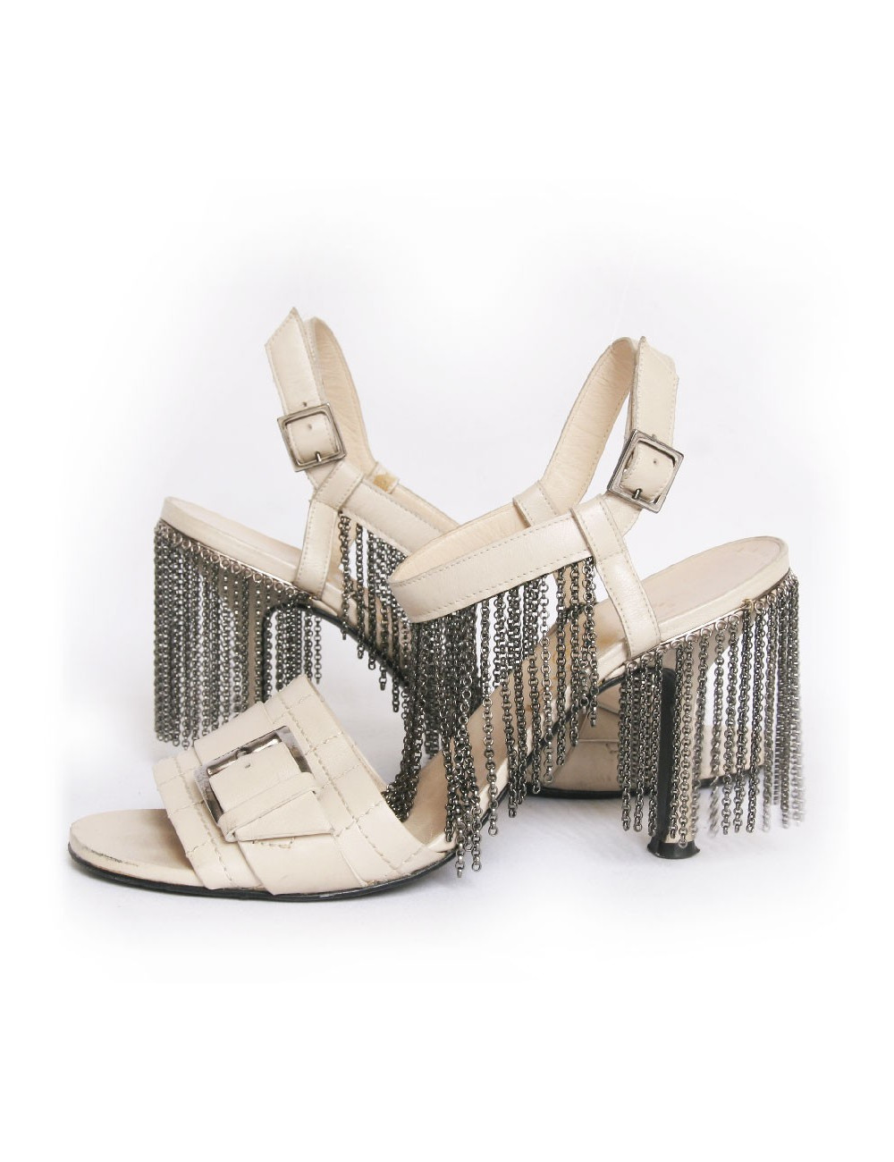 Sandales hautes CHANEL t 39 avec chaine ruthenium