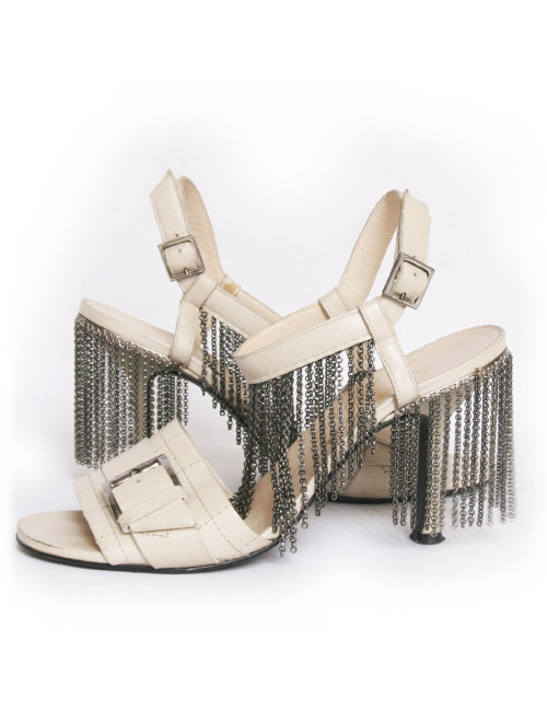 Sandales hautes CHANEL t 39 avec chaine ruthenium