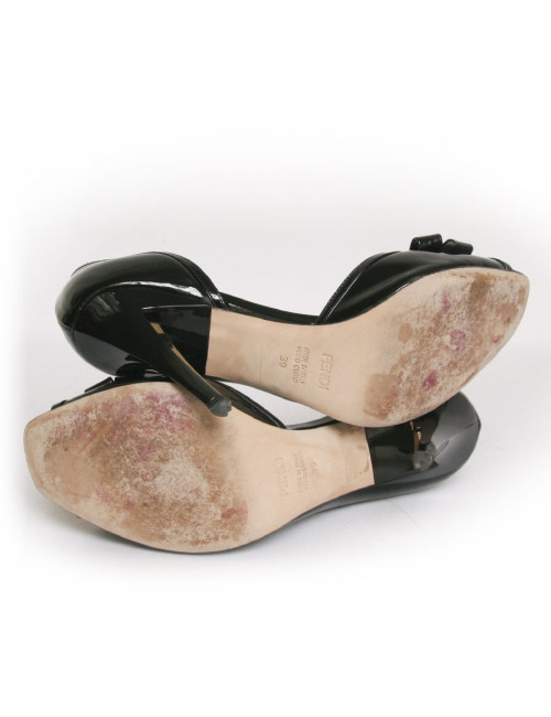 Sandales hautes FENDI T 39 vernies noir