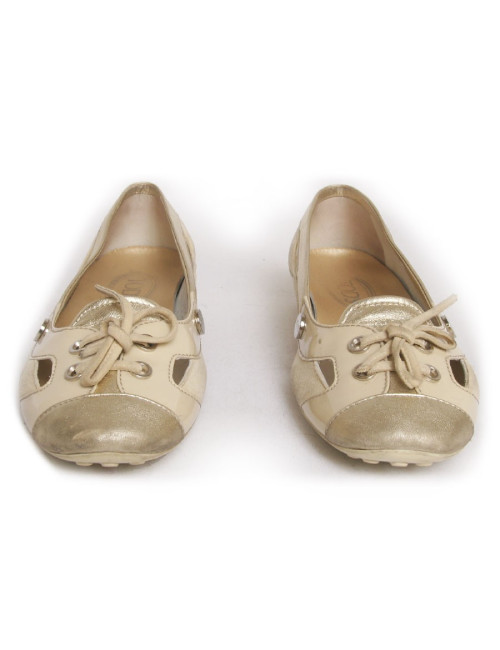 Ballerines  TODS t39 veau velours beige  et doré