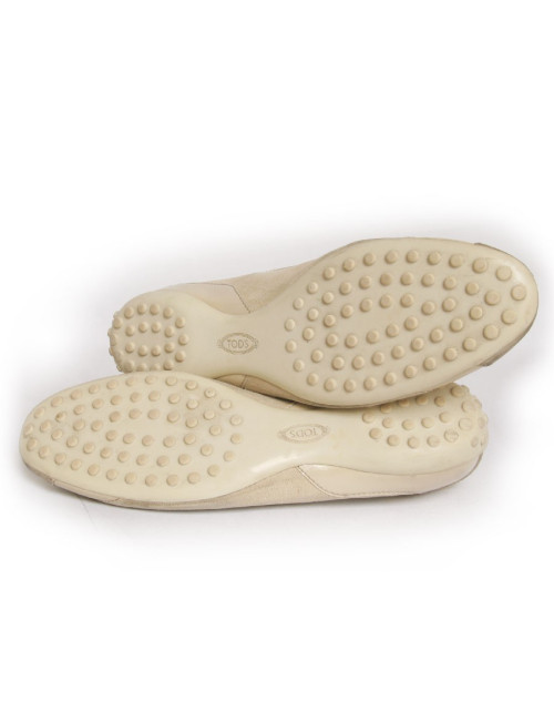 Ballerines TODS T39 veau velours beige et doré