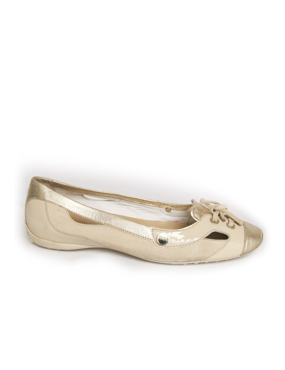 Ballerines  TODS t39 veau velours beige  et doré