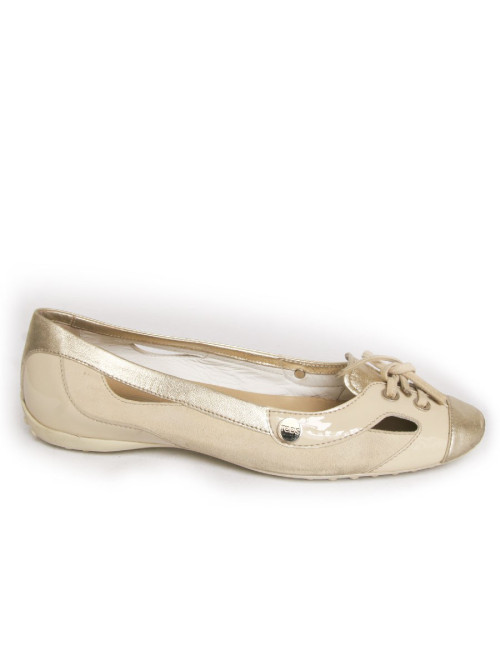 Ballerines  TODS t39 veau velours beige  et doré