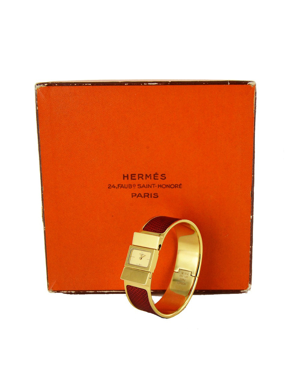 Montre Loquet HERMES  serpent rouge dorée