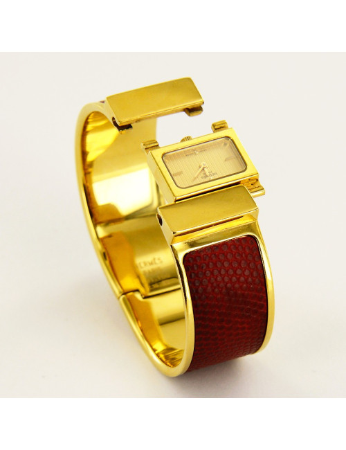 Montre Loquet HERMES  serpent rouge dorée