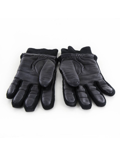 Paire de gants CHANEL en cuir noir