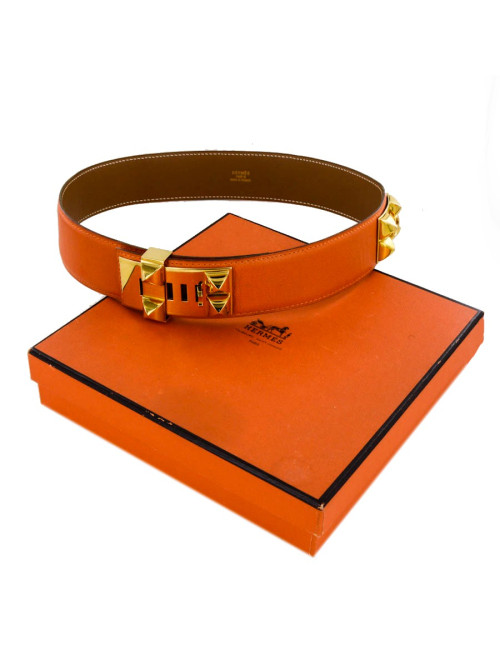 Ceinture médor HERMES T 68 orange